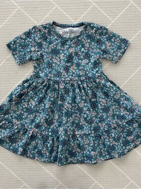 Ruffle Butts Teal Floral Short-Sleeve Dress Girl’s Size 2T